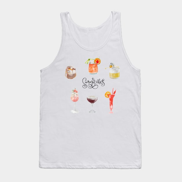 Watercolour Summer Cocktail Collection Tank Top by jeune98